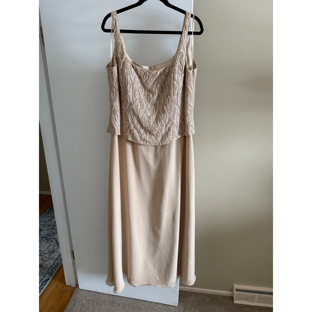 Jean De Lys Size 22 Womens Champagne Beige Formal Evening Gown Mother Wedding